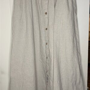 Rylee + Cru Light Gray Button-Down A-Line Skirt